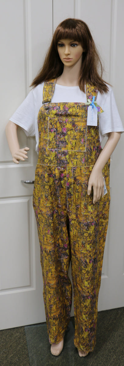 #1031 Yellow Graffiti Overalls