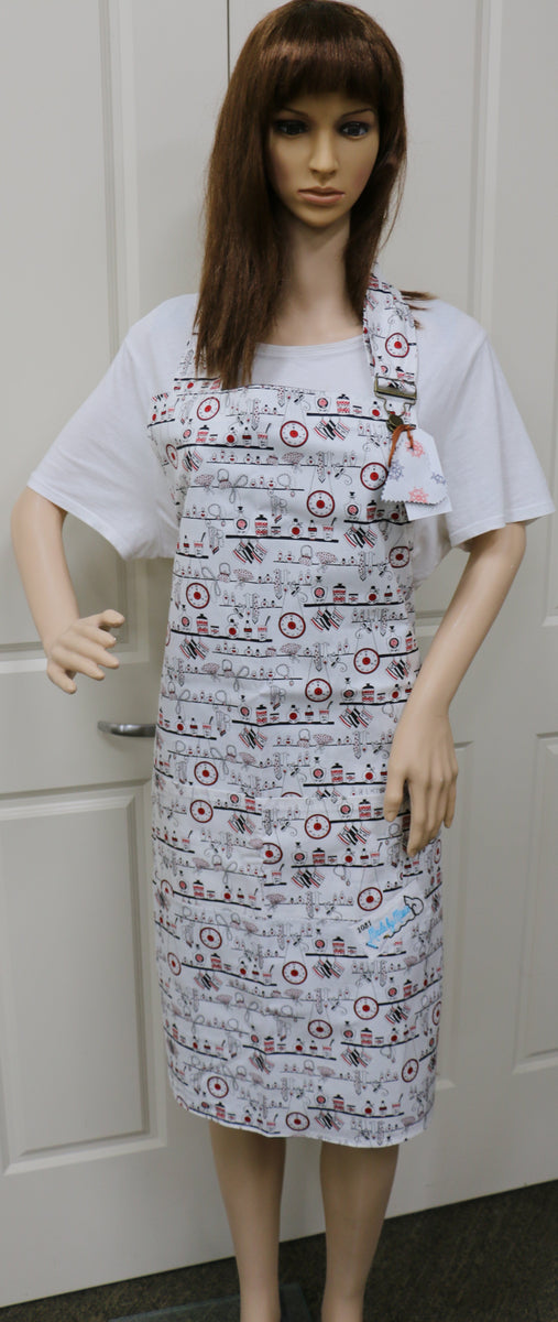 #1081 Clocks and Bottles Apron