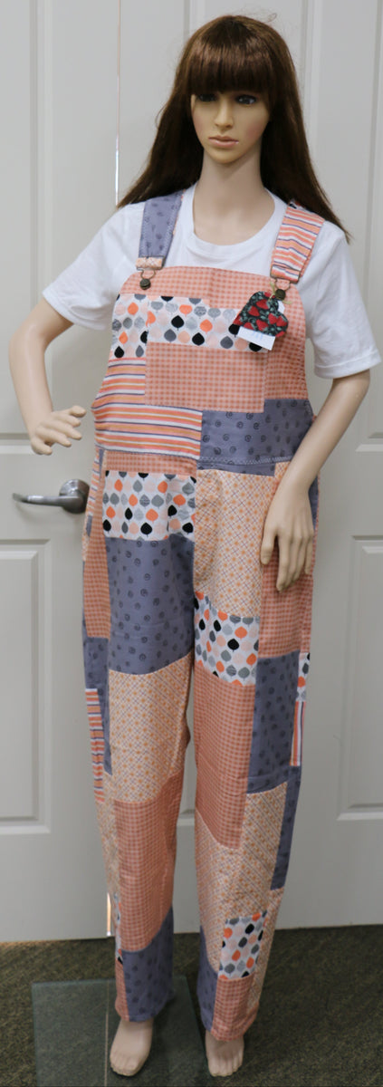 #1236 Apricot & Grey Overalls