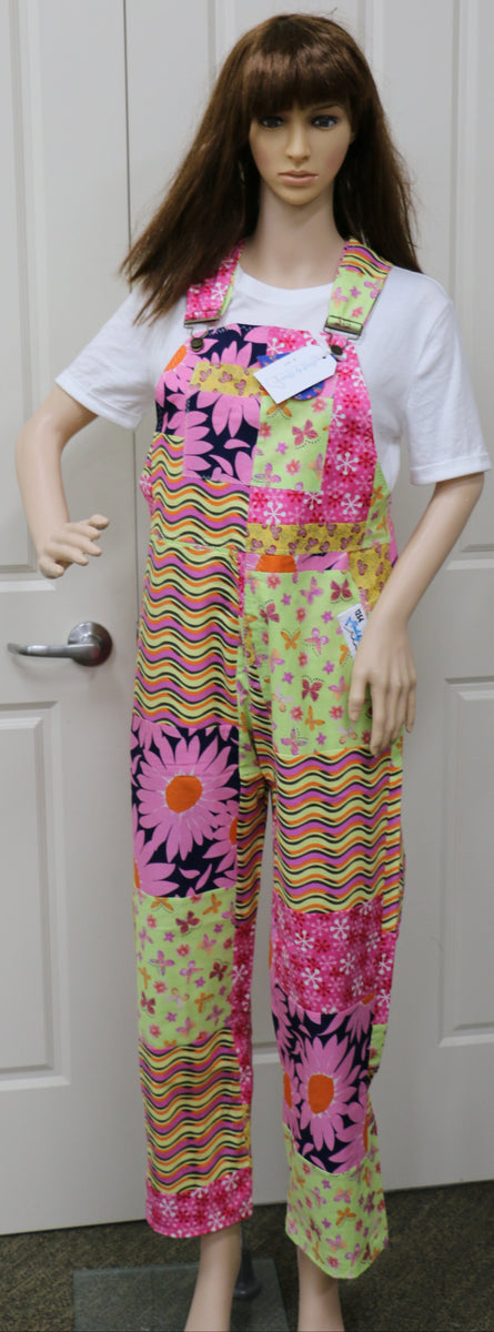 #1254 Bright Yellow & Pink Overalls