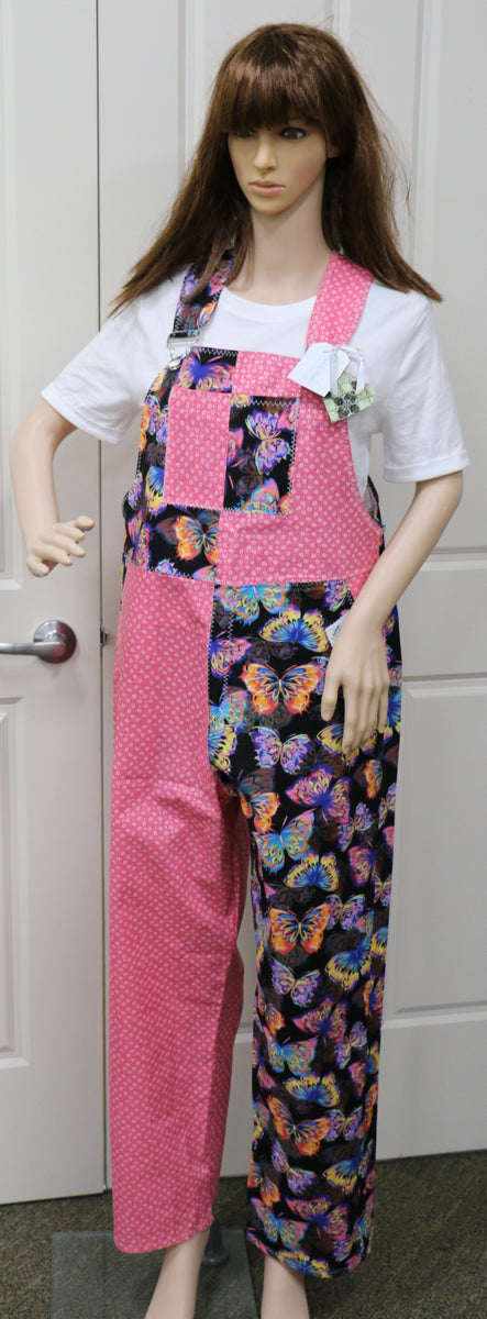 #391 Pink Butterflies Overalls