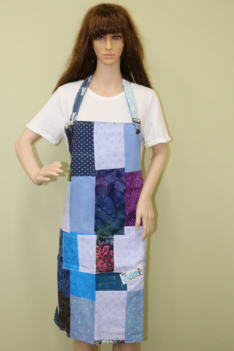 #1657 Blue Patchwork Apron