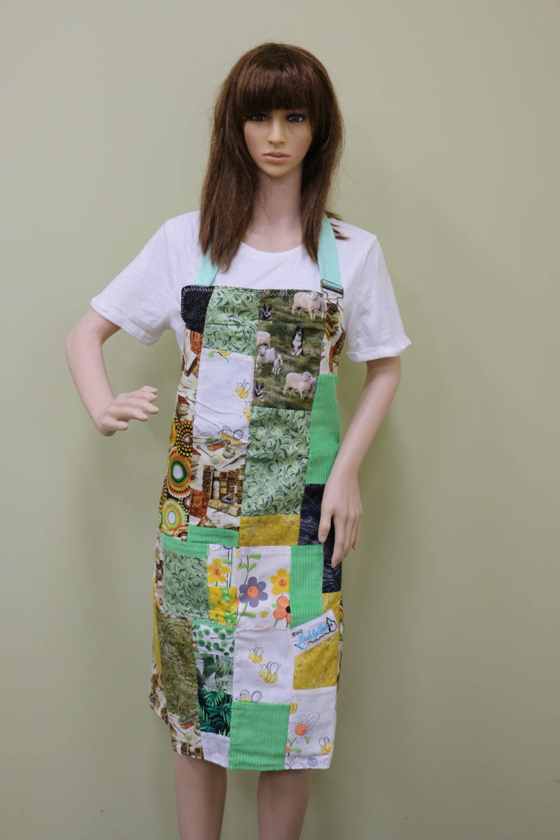 #1660 Green Patchwork Apron