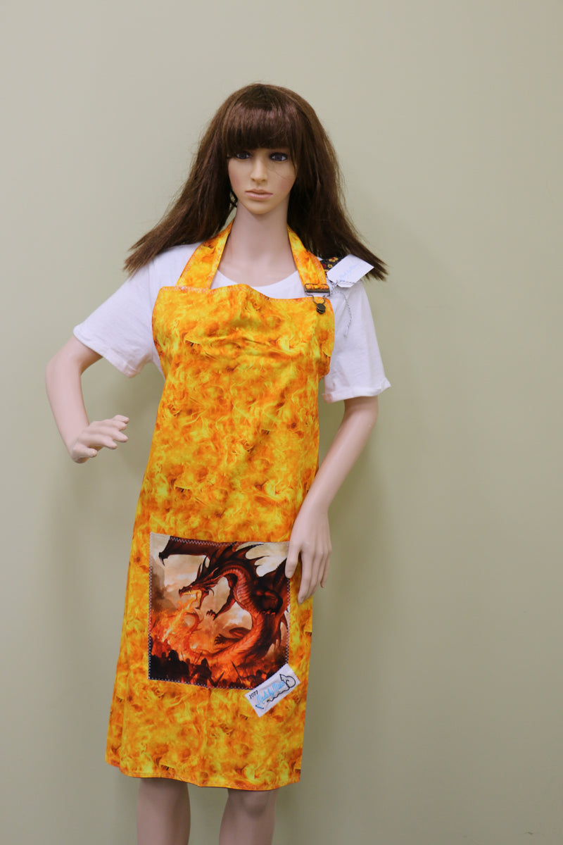 #1077 Orange Dragon Apron