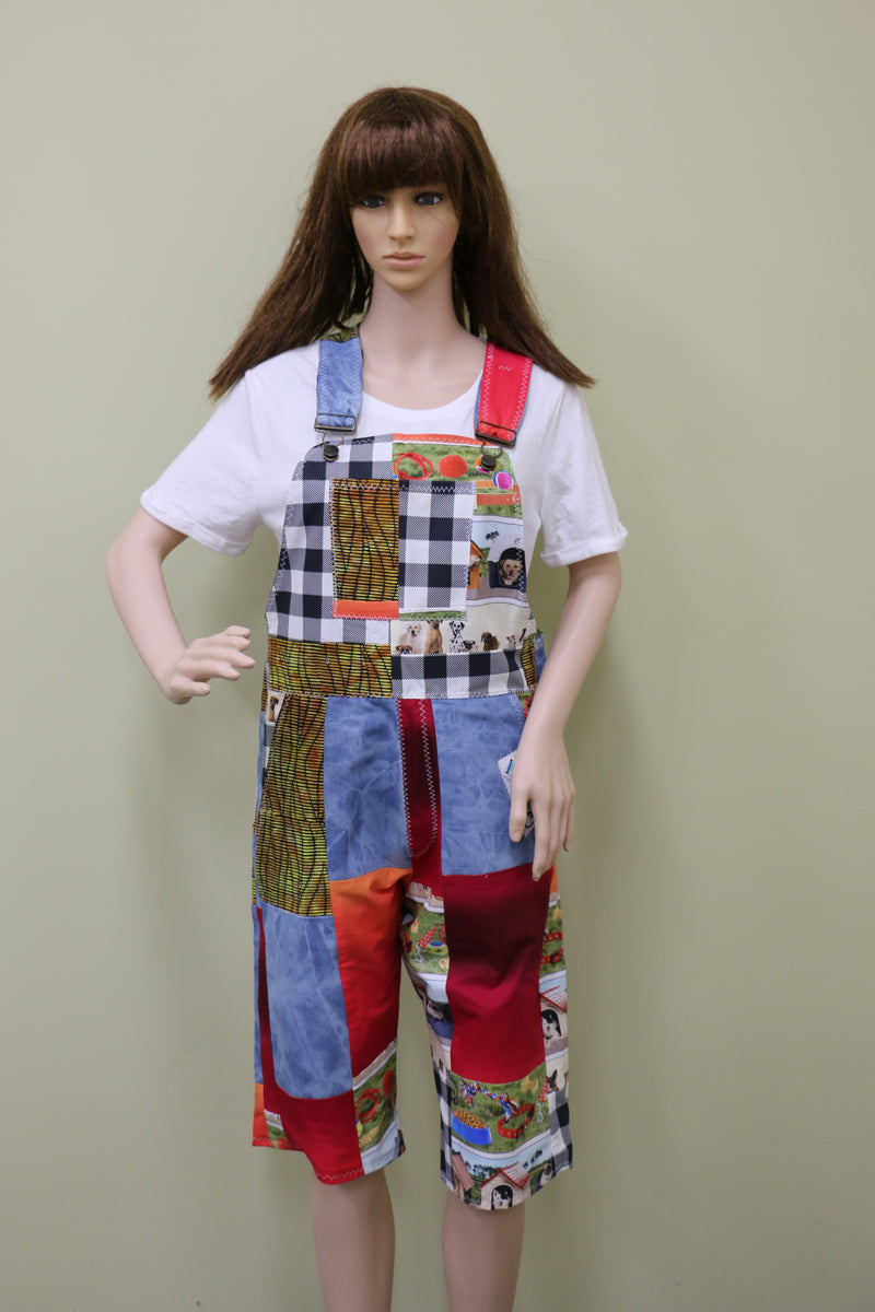 #1854 Patchwork Puppies Overalls
