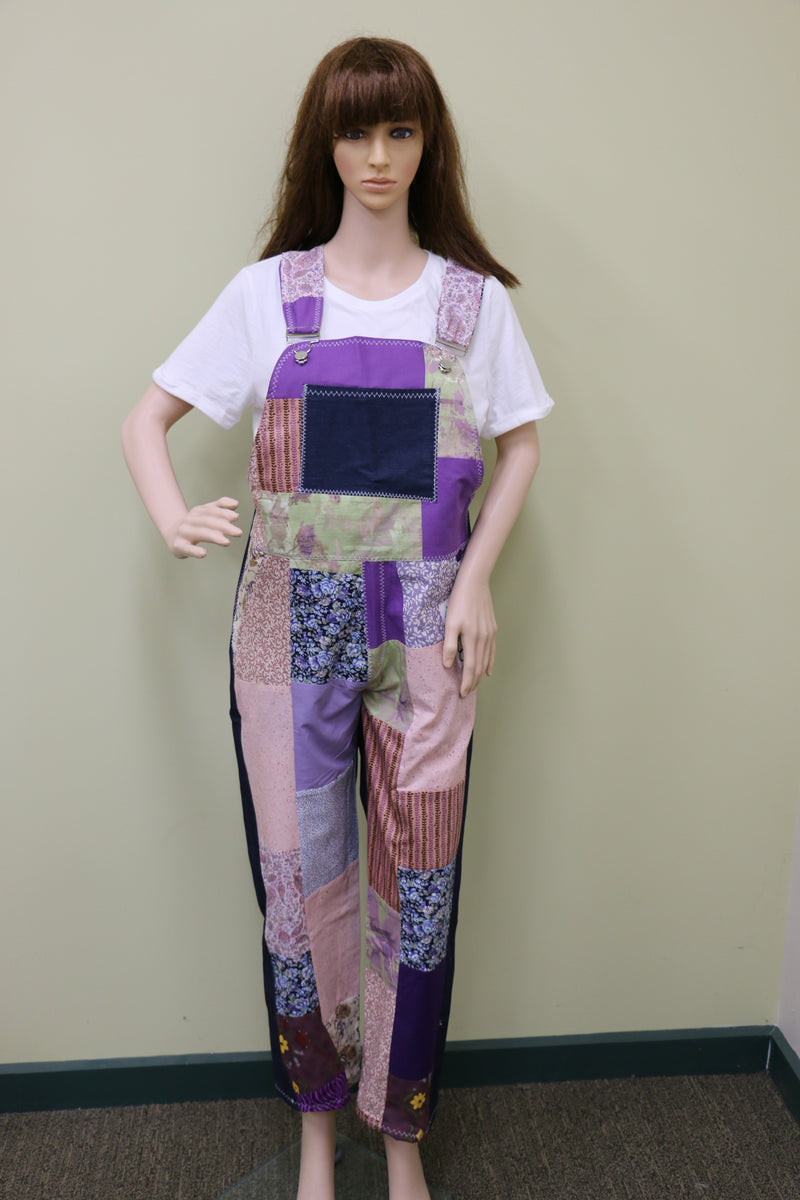 #1666 Purple Floral Overalls