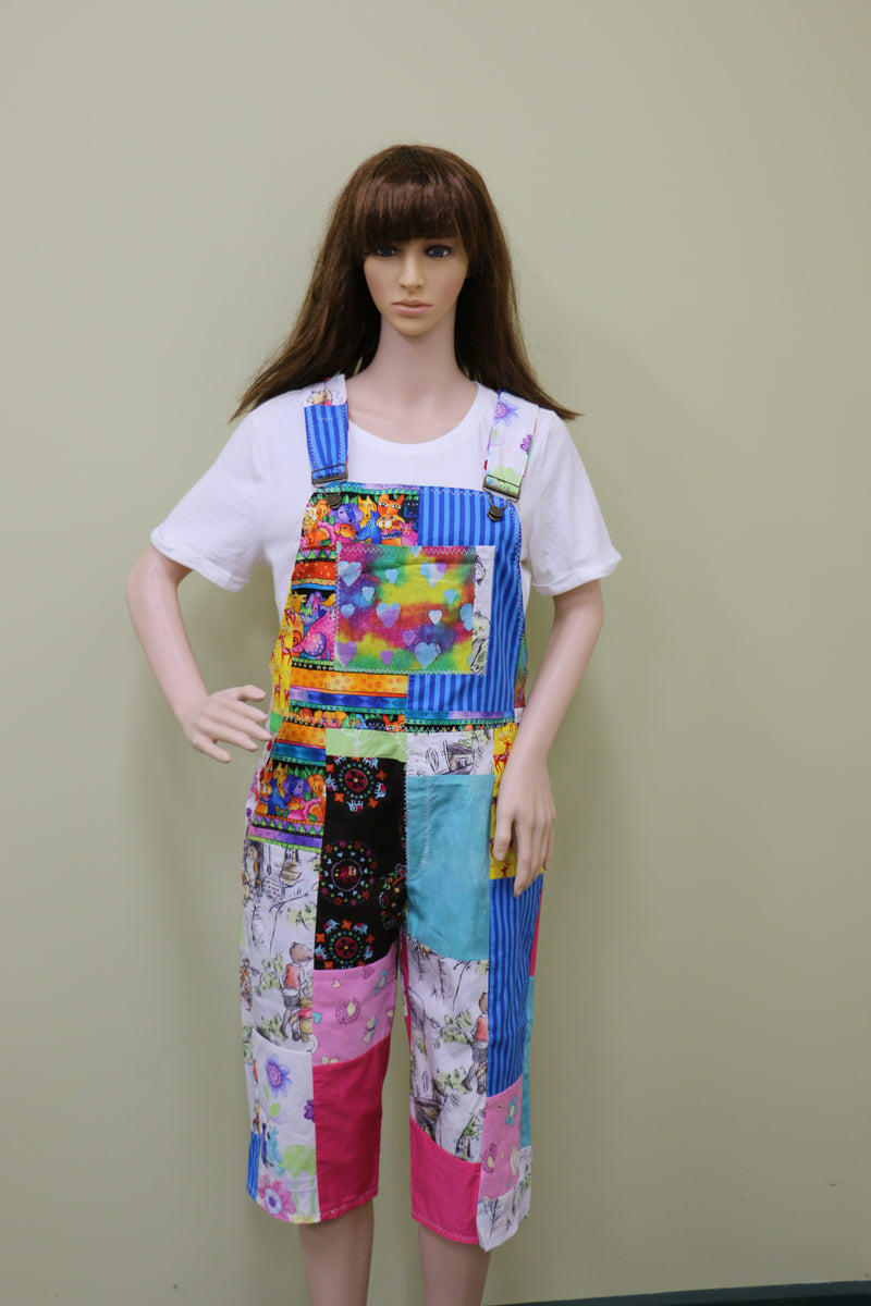 #1665 Bright Patchwork Overalls