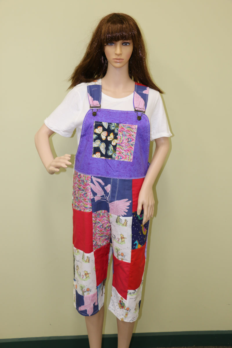 #1677 Pooh & Friends patchwork overalls