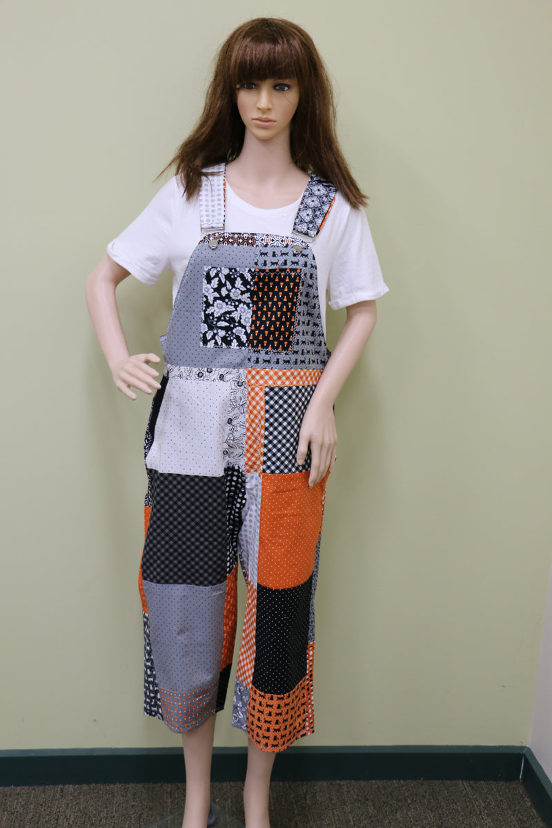 #1628 Black Cats & Candy Corn Overalls