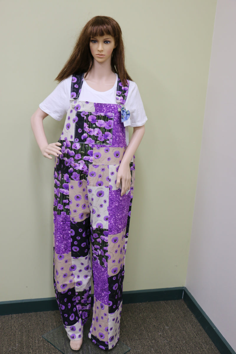 #1730 Purple Poppies Overalls