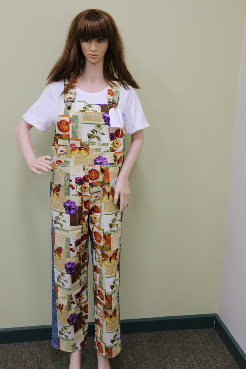 #1867 Vintage Flowers & Butterfly Overalls