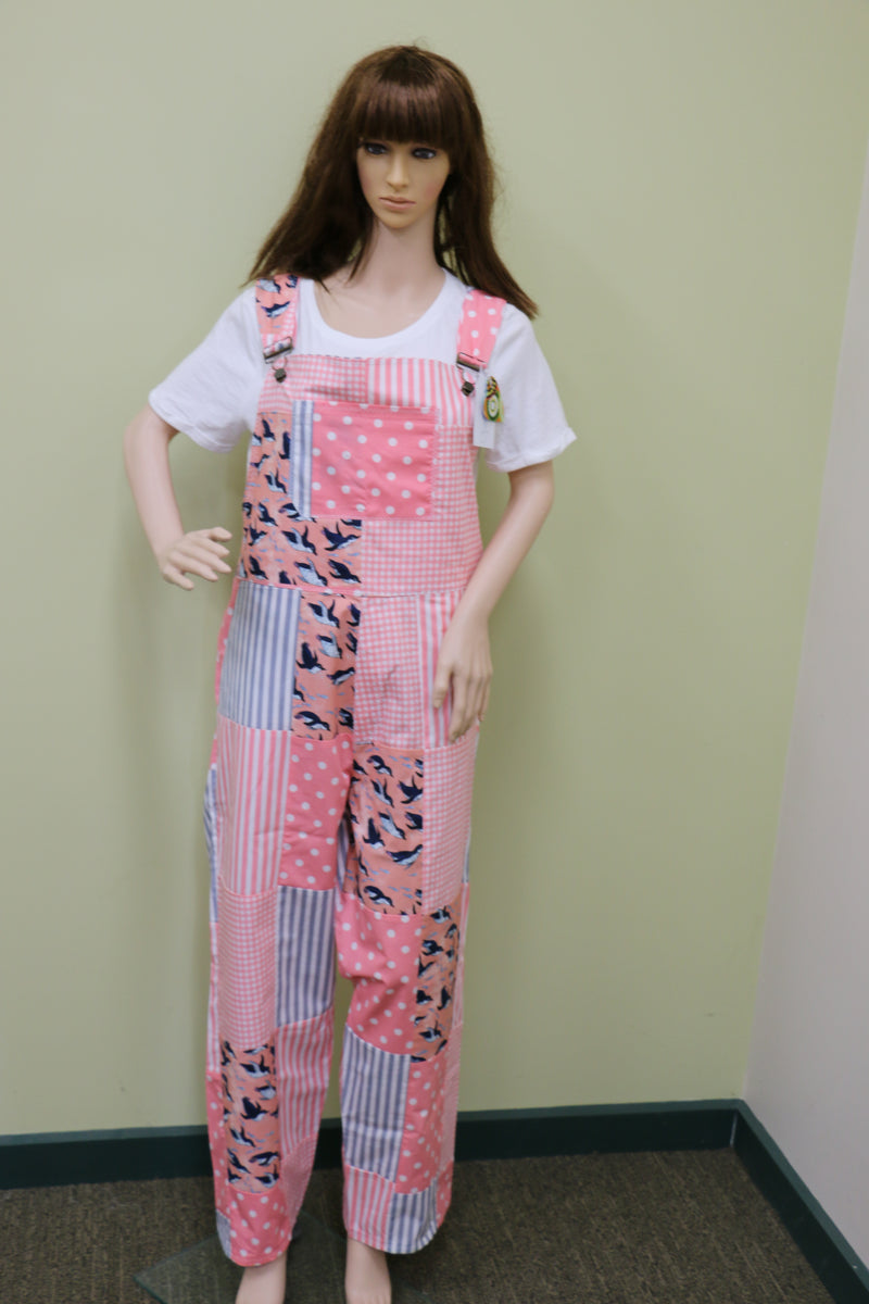 #1897 Pink Penguins Overalls