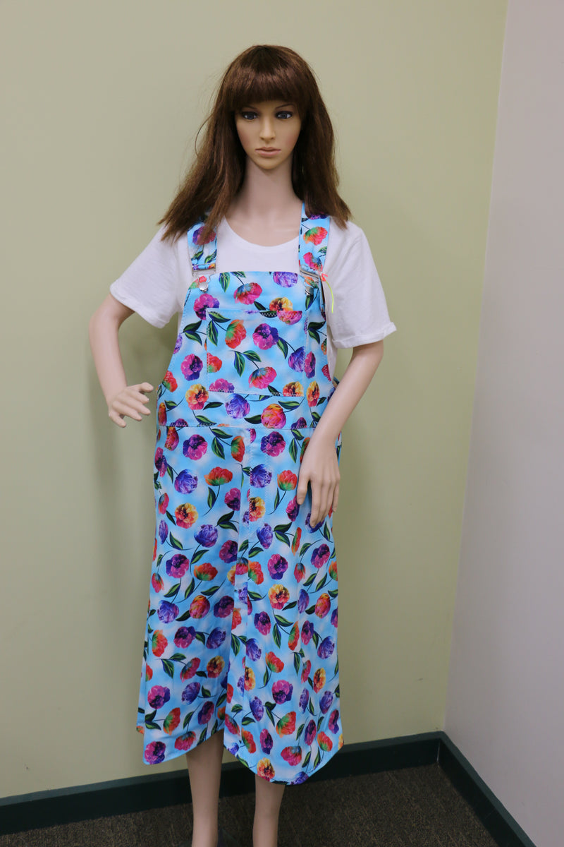 #1964 Tossed Pale Blue Flower Pinafore