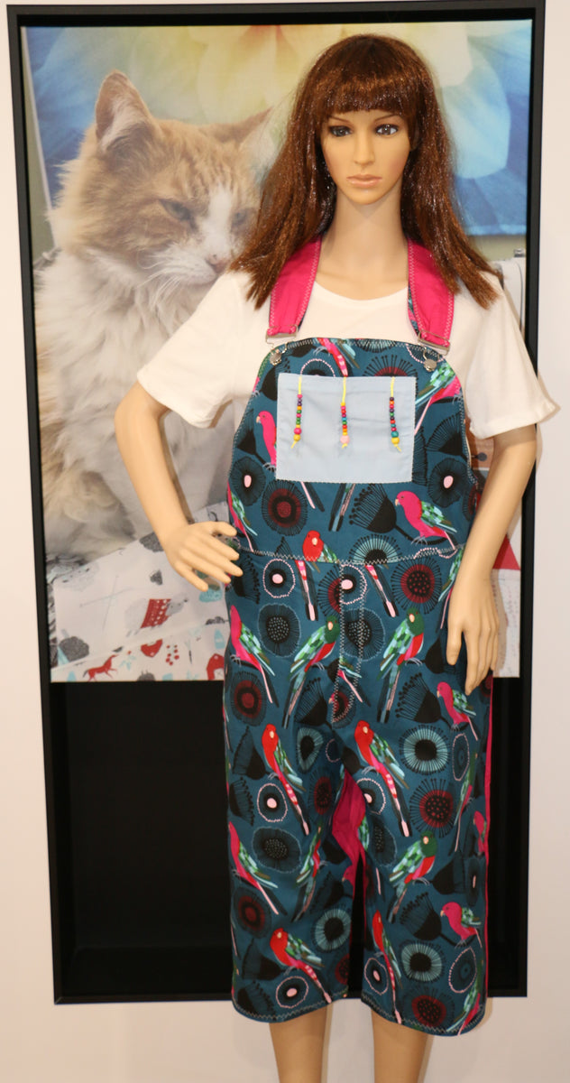 #332 Pink Parrots Overalls
