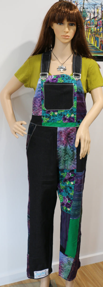 #106 Purple and Green Overalls