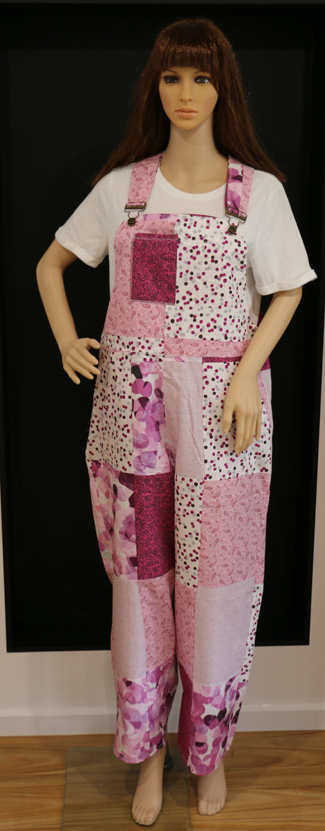 #214 Pink Feathers Overalls
